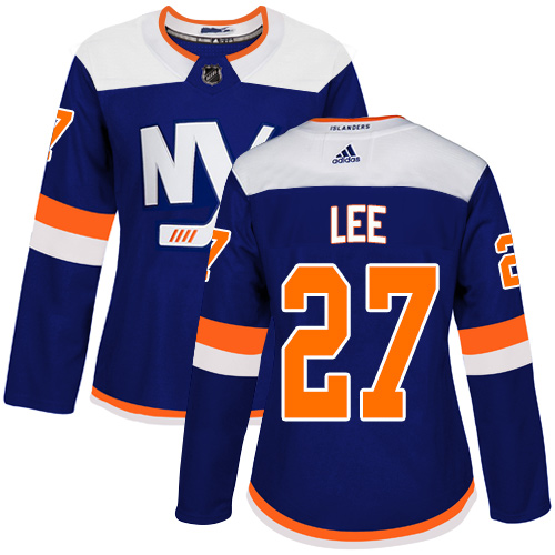 Adidas Islanders #27 Anders Lee Blue Alternate Authentic Women's Stitched NHL Jersey