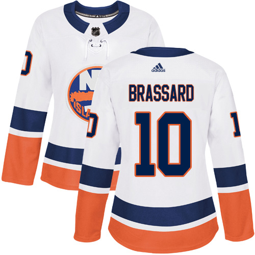 Adidas Islanders #10 Derek Brassard White Road Authentic Women's Stitched NHL Jersey