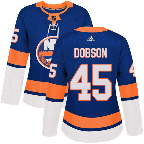 Adidas Islanders #45 Noah Dobson Royal Blue Home Authentic Women's Stitched NHL Jersey