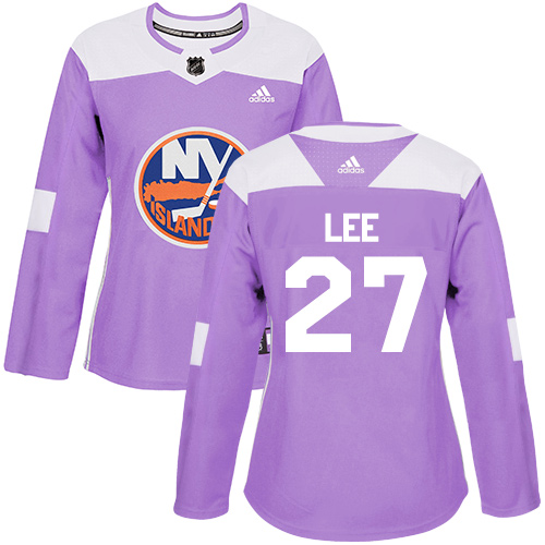 Adidas Islanders #27 Anders Lee Purple Authentic Fights Cancer Women's Stitched NHL Jersey