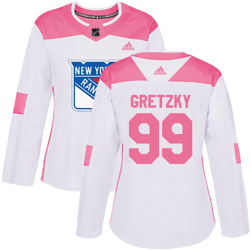 Adidas Rangers #99 Wayne Gretzky White/Pink Authentic Fashion Women's Stitched NHL Jersey