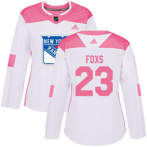 Adidas Rangers #23 Adam Foxs White/Pink Authentic Fashion Women's Stitched NHL Jersey