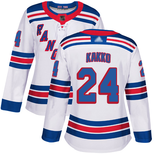 Adidas Rangers #24 Kaapo Kakko White Road Authentic Women's Stitched NHL Jersey