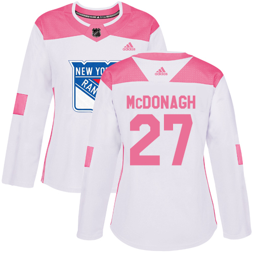 Adidas Rangers #27 Ryan McDonagh White/Pink Authentic Fashion Women's Stitched NHL Jersey