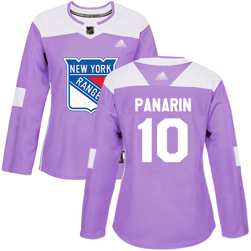 Adidas Rangers #10 Artemi Panarin Purple Authentic Fights Cancer Women's Stitched NHL Jersey