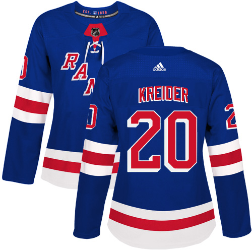 Adidas Rangers #20 Chris Kreider Royal Blue Home Authentic Women's Stitched NHL Jersey