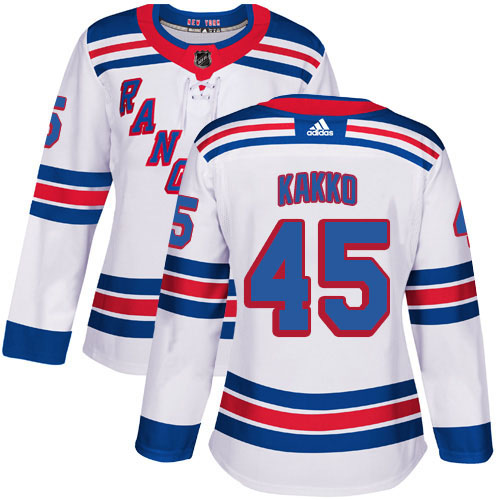 Adidas Rangers #45 Kappo Kakko White Road Authentic Women's Stitched NHL Jersey