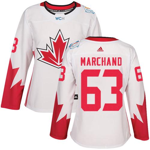 Team Canada #63 Brad Marchand White 2016 World Cup Women's Stitched NHL Jersey