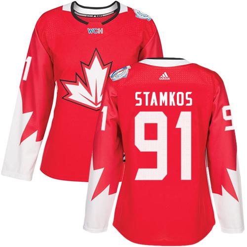 Team Canada #91 Steven Stamkos Red 2016 World Cup Women's Stitched NHL Jersey
