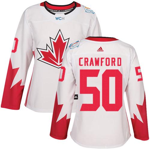 Team Canada #50 Corey Crawford White 2016 World Cup Women's Stitched NHL Jersey
