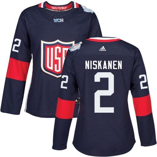 Team USA #2 Matt Niskanen Navy Blue 2016 World Cup Women's Stitched NHL Jersey