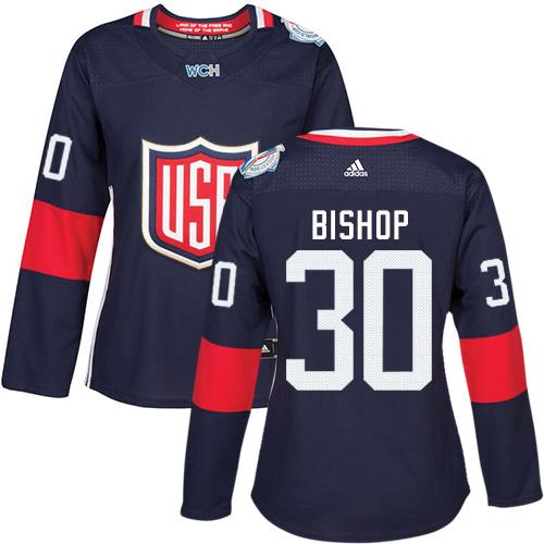 Team USA #30 Ben Bishop Navy Blue 2016 World Cup Women's Stitched NHL Jersey