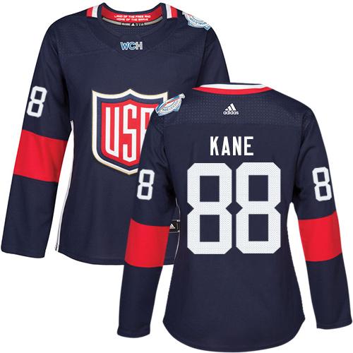 Team USA #88 Patrick Kane Navy Blue 2016 World Cup Women's Stitched NHL Jersey