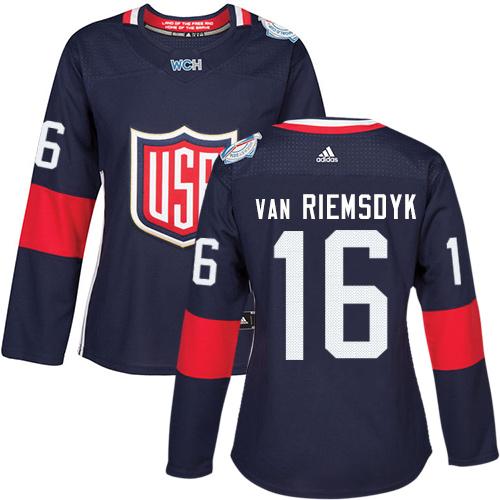Team USA #16 James van Riemsdyk Navy Blue 2016 World Cup Women's Stitched NHL Jersey