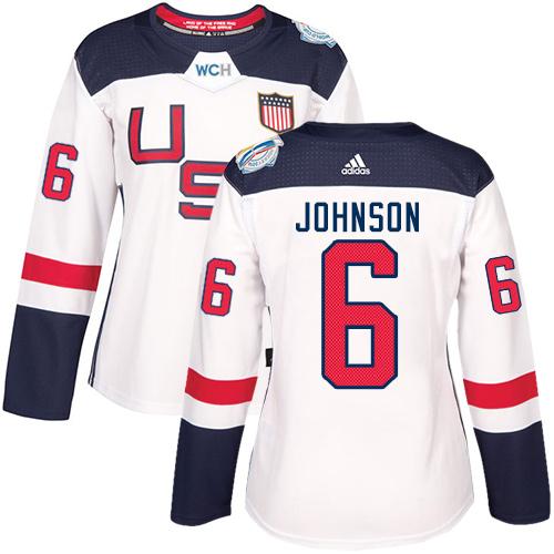 Team USA #6 Erik Johnson White 2016 World Cup Women's Stitched NHL Jersey
