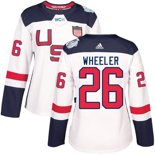 Team USA #26 Blake Wheeler White 2016 World Cup Women's Stitched NHL Jersey