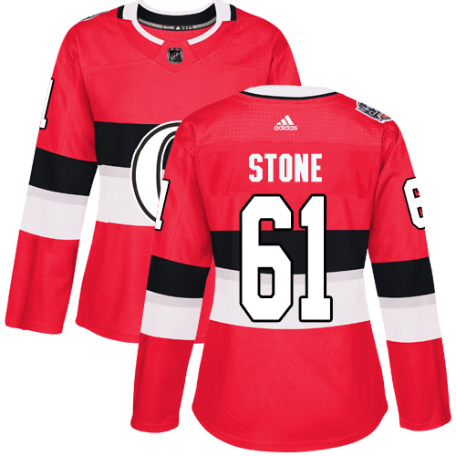 Adidas Senators #61 Mark Stone Red Authentic 2017 100 Classic Women's Stitched NHL Jersey