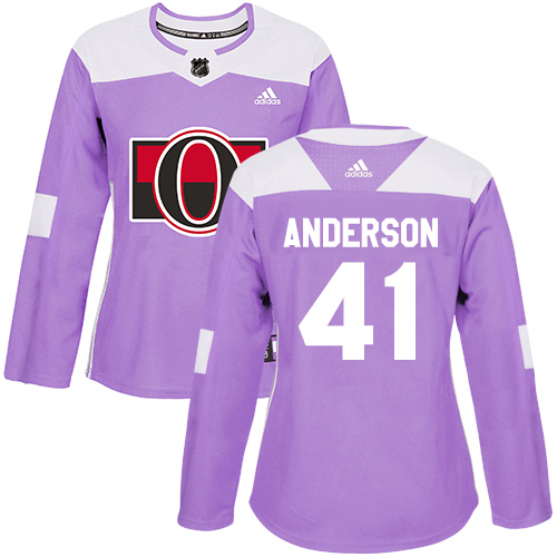 Adidas Senators #41 Craig Anderson Purple Authentic Fights Cancer Women's Stitched NHL Jersey