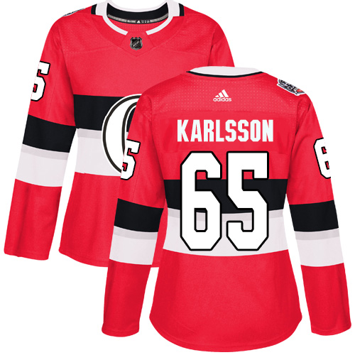 Adidas Senators #65 Erik Karlsson Red Authentic 2017 100 Classic Women's Stitched NHL Jersey