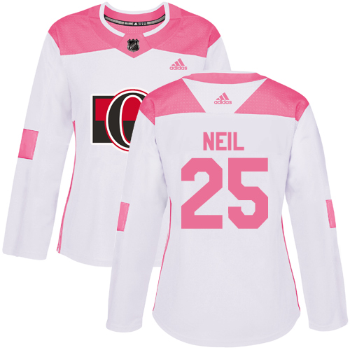 Adidas Senators #25 Chris Neil White/Pink Authentic Fashion Women's Stitched NHL Jersey