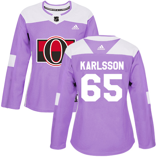 Adidas Senators #65 Erik Karlsson Purple Authentic Fights Cancer Women's Stitched NHL Jersey