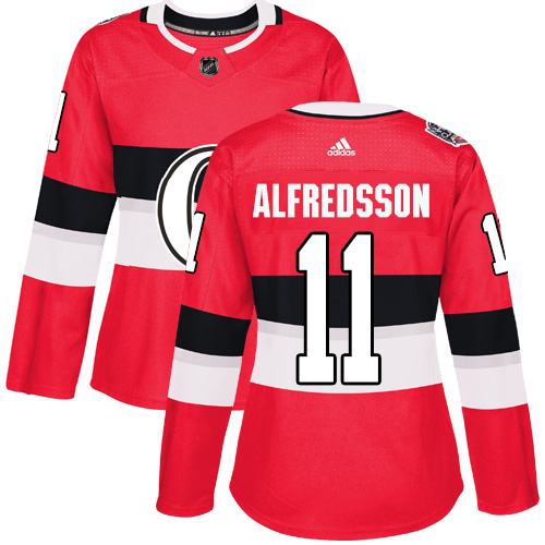 Adidas Senators #11 Daniel Alfredsson Red Authentic 2017 100 Classic Women's Stitched NHL Jersey