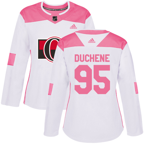 Adidas Senators #95 Matt Duchene White/Pink Authentic Fashion Women's Stitched NHL Jersey