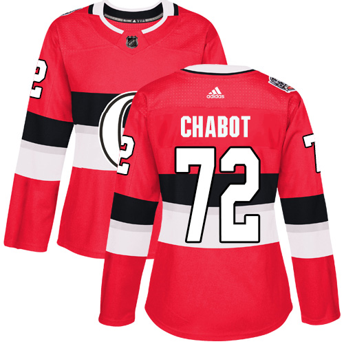 Adidas Senators #72 Thomas Chabot Red Authentic 2017 100 Classic Women's Stitched NHL Jersey