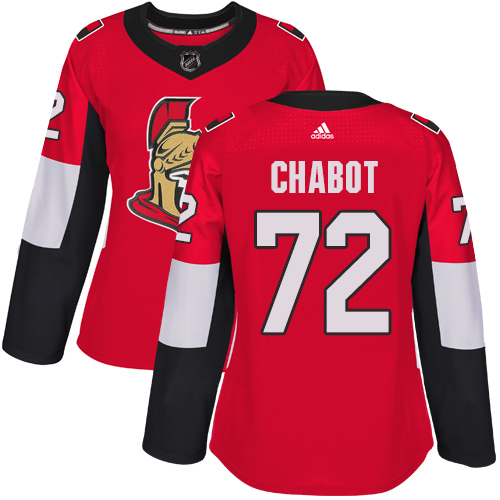 Adidas Senators #72 Thomas Chabot Red Home Authentic Women's Stitched NHL Jersey