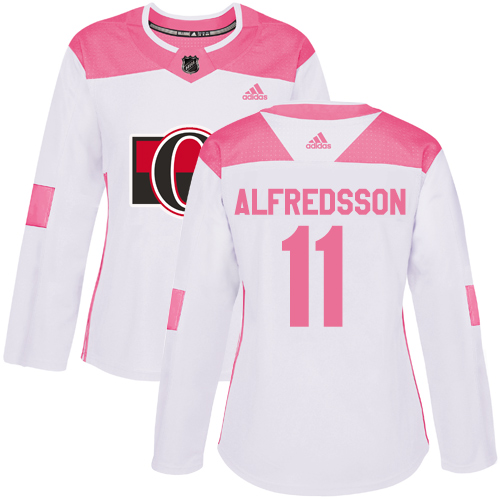 Adidas Senators #11 Daniel Alfredsson White/Pink Authentic Fashion Women's Stitched NHL Jersey