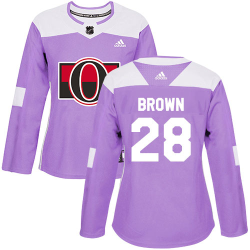 Adidas Senators #28 Connor Brown Purple Authentic Fights Cancer Women's Stitched NHL Jersey