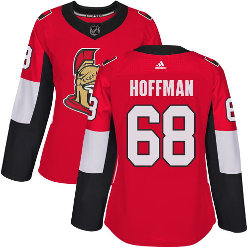 Adidas Senators #68 Mike Hoffman Red Home Authentic Women's Stitched NHL Jersey