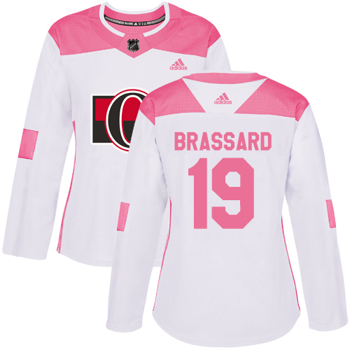 Adidas Senators #19 Derick Brassard White/Pink Authentic Fashion Women's Stitched NHL Jersey