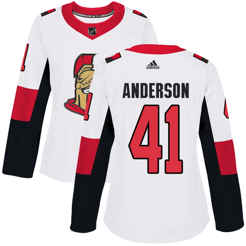 Adidas Senators #41 Craig Anderson White Road Authentic Women's Stitched NHL Jersey