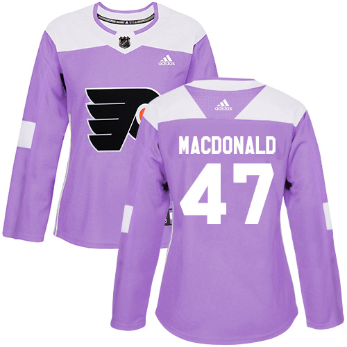 Adidas Flyers #47 Andrew MacDonald Purple Authentic Fights Cancer Women's Stitched NHL Jersey