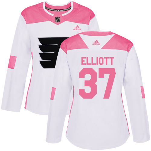 Adidas Flyers #37 Brian Elliott White/Pink Authentic Fashion Women's Stitched NHL Jersey