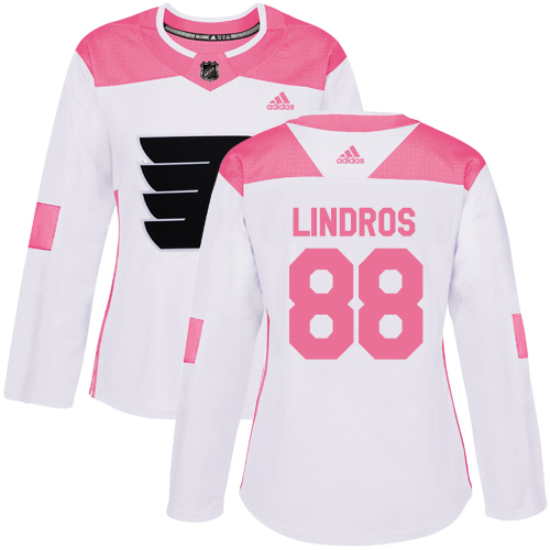 Adidas Flyers #88 Eric Lindros White/Pink Authentic Fashion Women's Stitched NHL Jersey