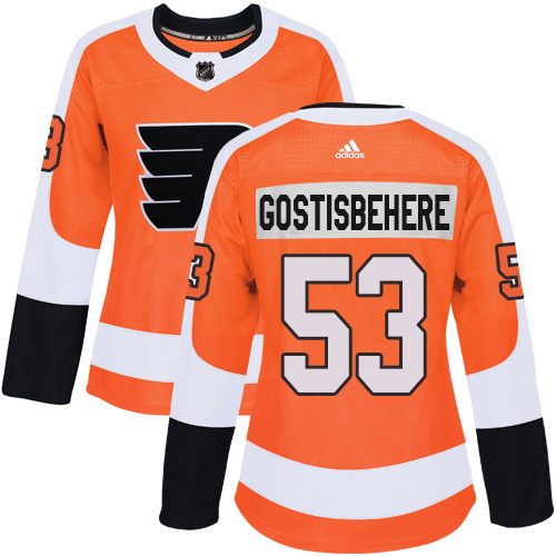 Adidas Flyers #53 Shayne Gostisbehere Orange Home Authentic Women's Stitched NHL Jersey