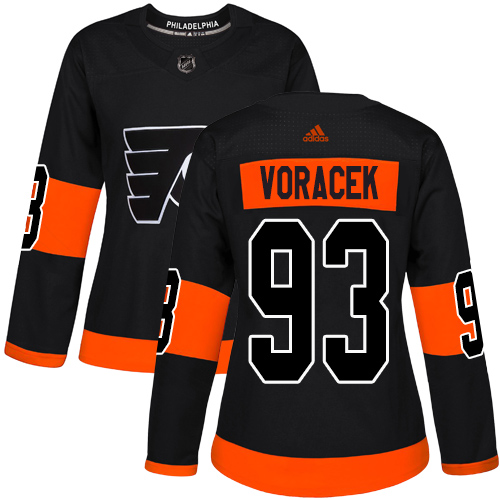 Adidas Flyers #93 Jakub Voracek Black Alternate Authentic Women's Stitched NHL Jersey