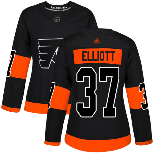Adidas Flyers #37 Brian Elliott Black Alternate Authentic Women's Stitched NHL Jersey