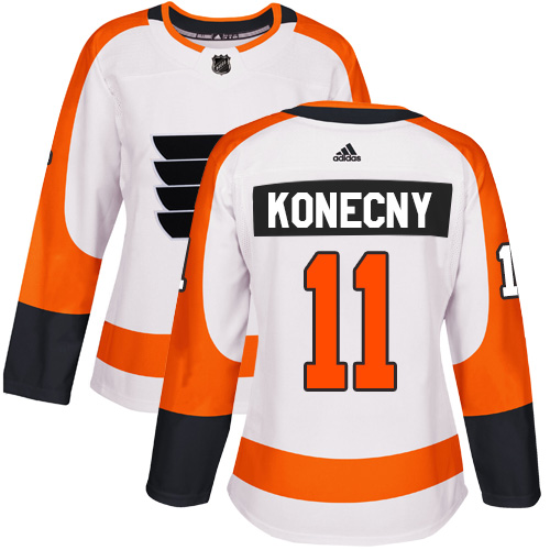 Adidas Flyers #11 Travis Konecny White Road Authentic Women's Stitched NHL Jersey