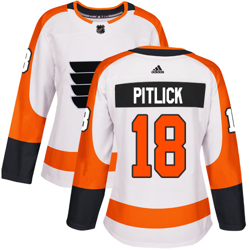 Adidas Flyers #18 Tyler Pitlick White Road Authentic Women's Stitched NHL Jersey