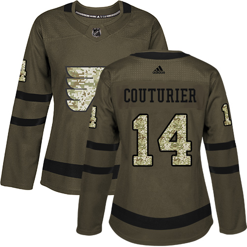 Adidas Flyers #14 Sean Couturier Green Salute to Service Women's Stitched NHL Jersey