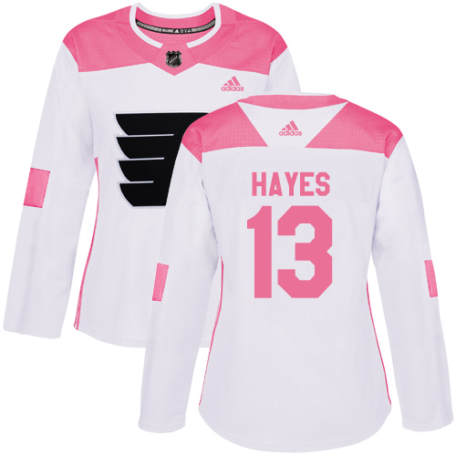 Adidas Flyers #13 Kevin Hayes White/Pink Authentic Fashion Women's Stitched NHL Jersey