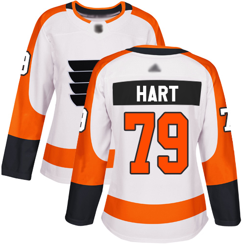 Adidas Flyers #79 Carter Hart White Road Authentic Women's Stitched NHL Jersey