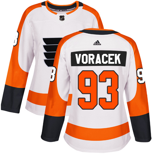 Adidas Flyers #93 Jakub Voracek White Road Authentic Women's Stitched NHL Jersey
