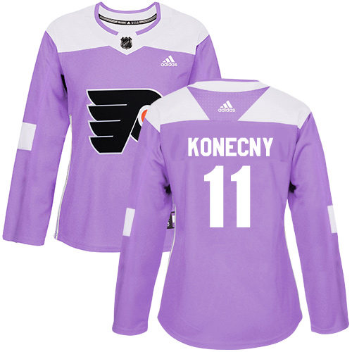 Adidas Flyers #11 Travis Konecny Purple Authentic Fights Cancer Women's Stitched NHL Jersey