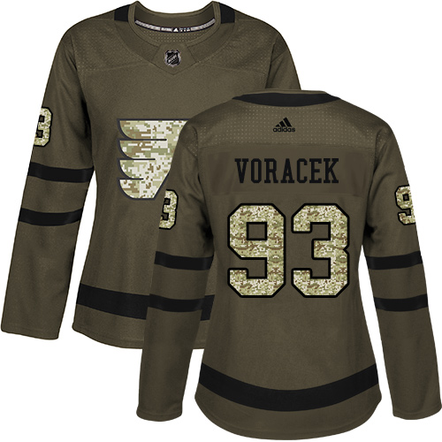 Adidas Flyers #93 Jakub Voracek Green Salute to Service Women's Stitched NHL Jersey