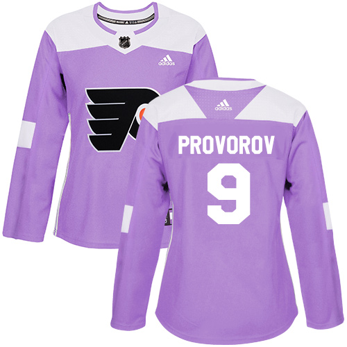 Adidas Flyers #9 Ivan Provorov Purple Authentic Fights Cancer Women's Stitched NHL Jersey