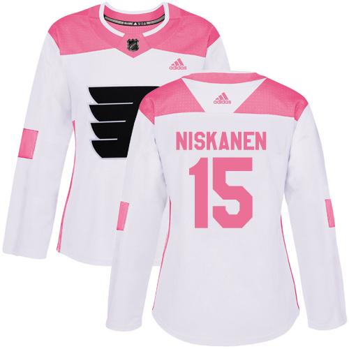 Adidas Flyers #15 Matt Niskanen White/Pink Authentic Fashion Women's Stitched NHL Jersey